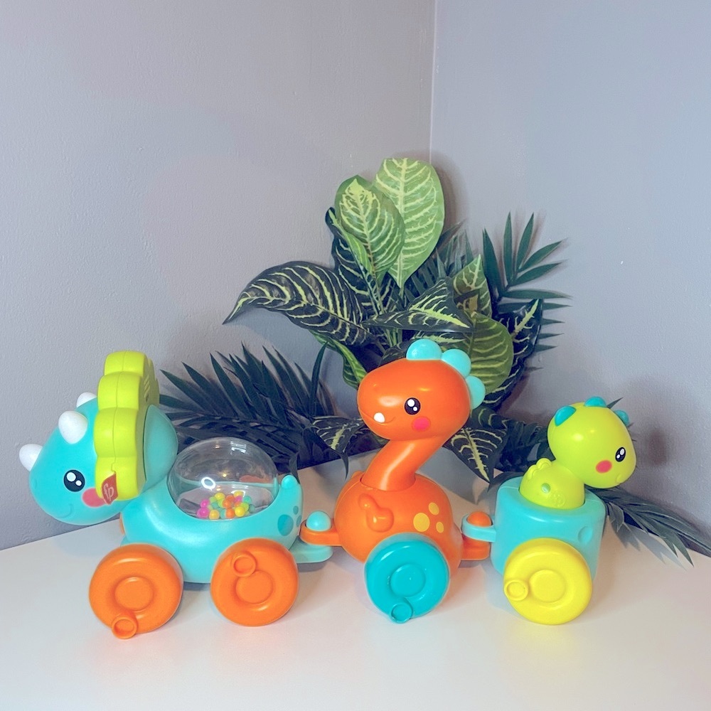 Fisher Price Baby Train Orange and Green Push-Along Dinosaur and Bird Toy Cars